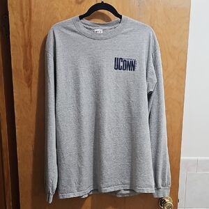 Anvil Gray Long Sleeve UConn Logo Tee